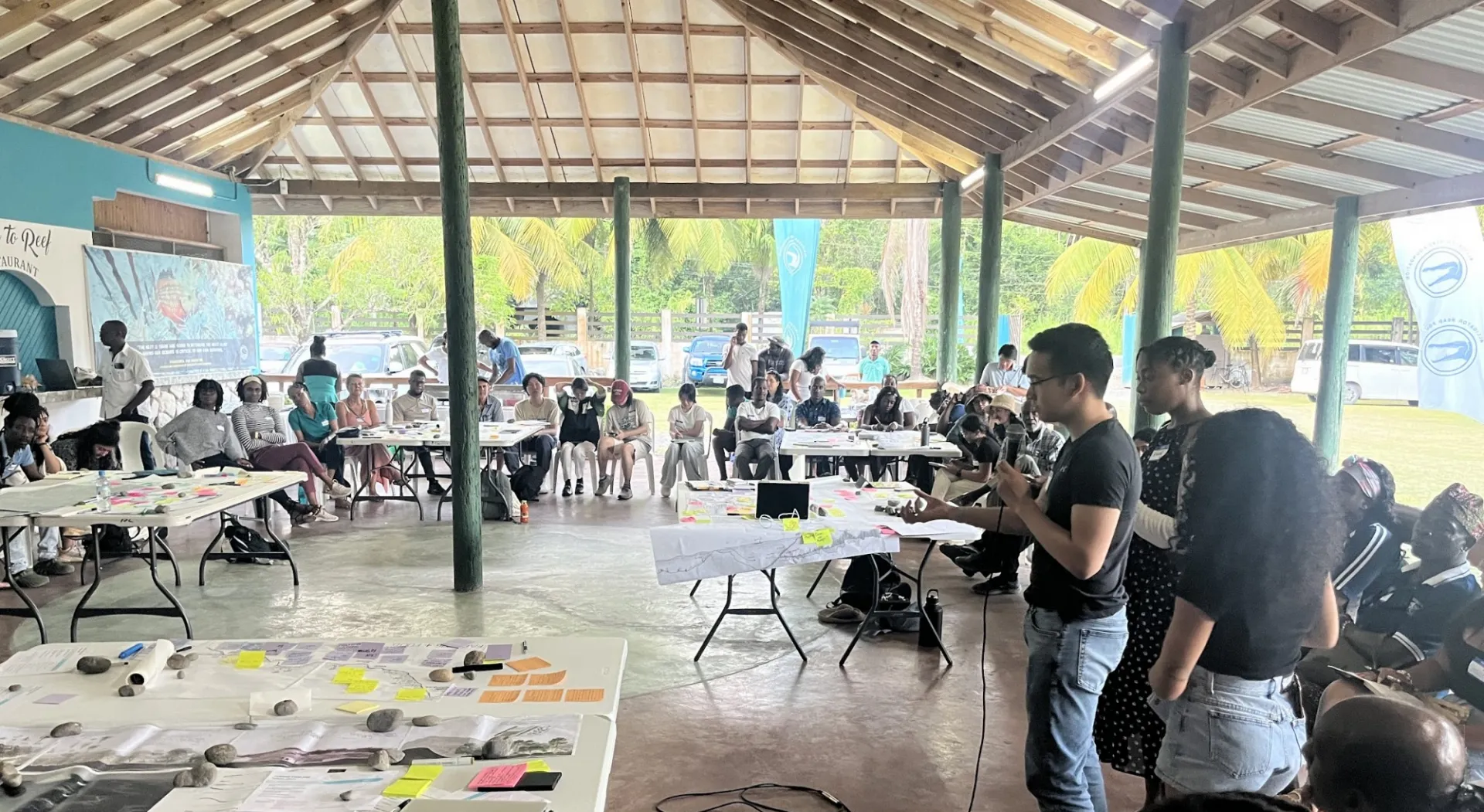 Columbia GSAPP and Climate School Students at a community workshop in East Portland Jamaica
