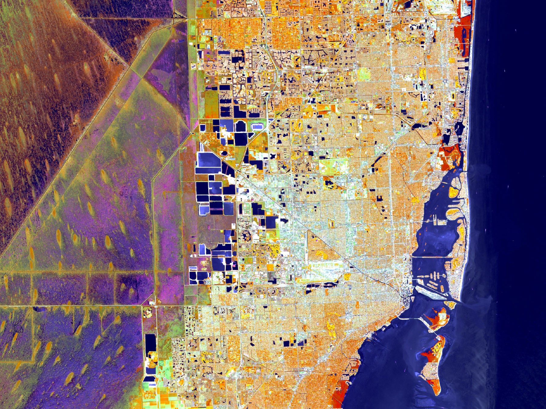 Miami, Florida, Landsat 8 - Set Apart Land from Water Miami 5 6 4 Resized Carausel