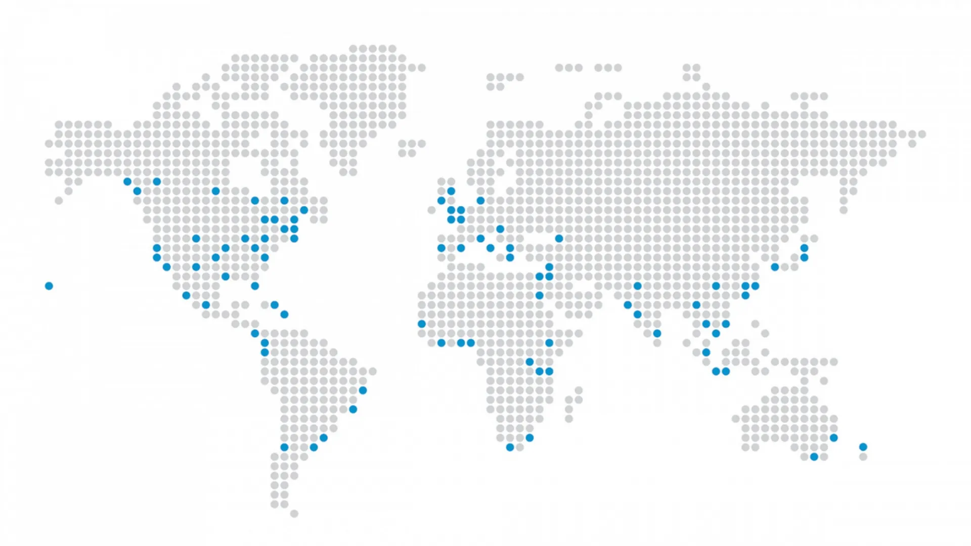 A world map with highlighted locations within the scope of work of 100 Resilient Cities