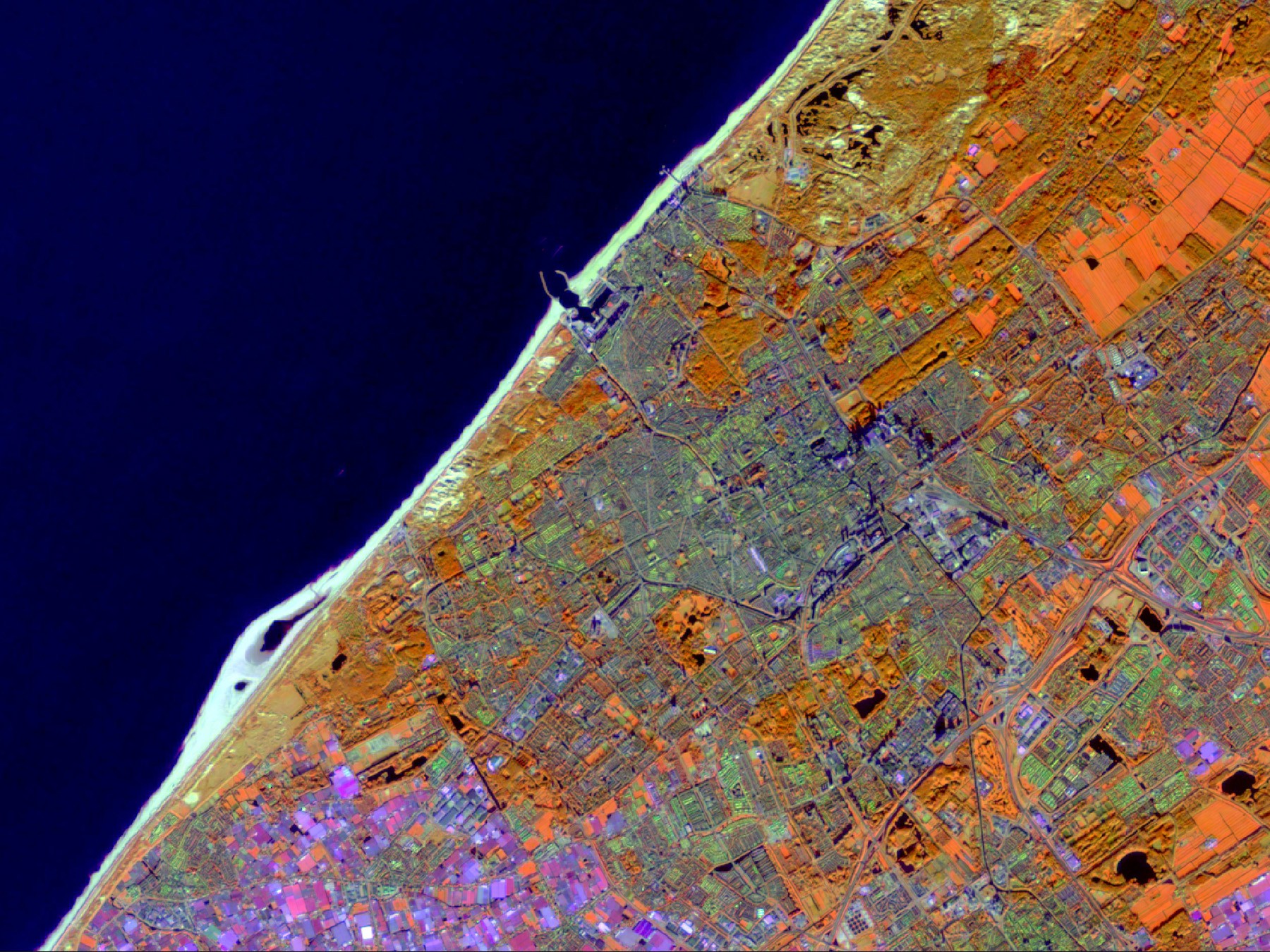 The Hague, Sentinel-2 - Vegetation and water Carousel The Hague, Sentinel 2 Vegetation And Water