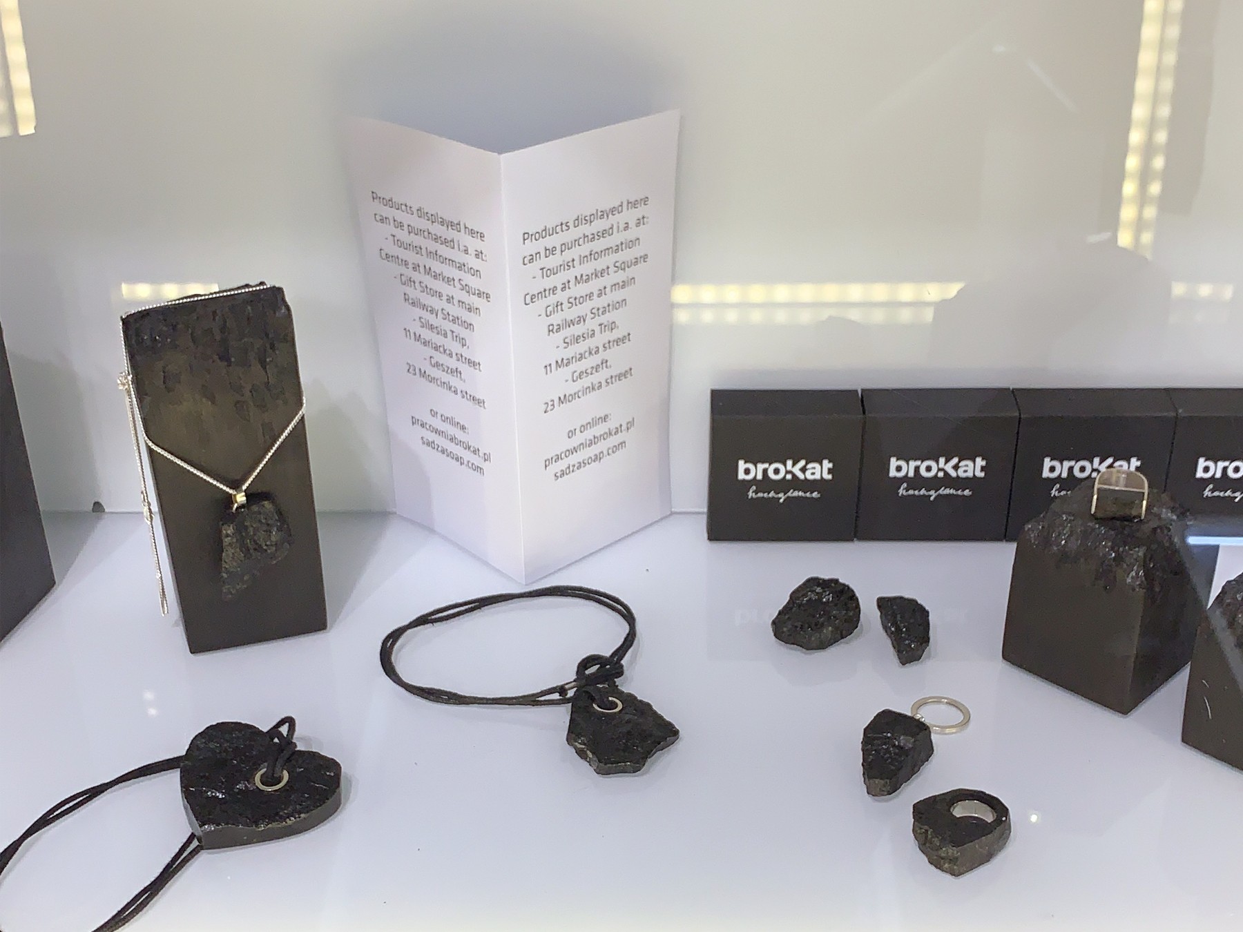 Coal jewelry and souvenirs at Climate Change Conference in Katowice, Poland