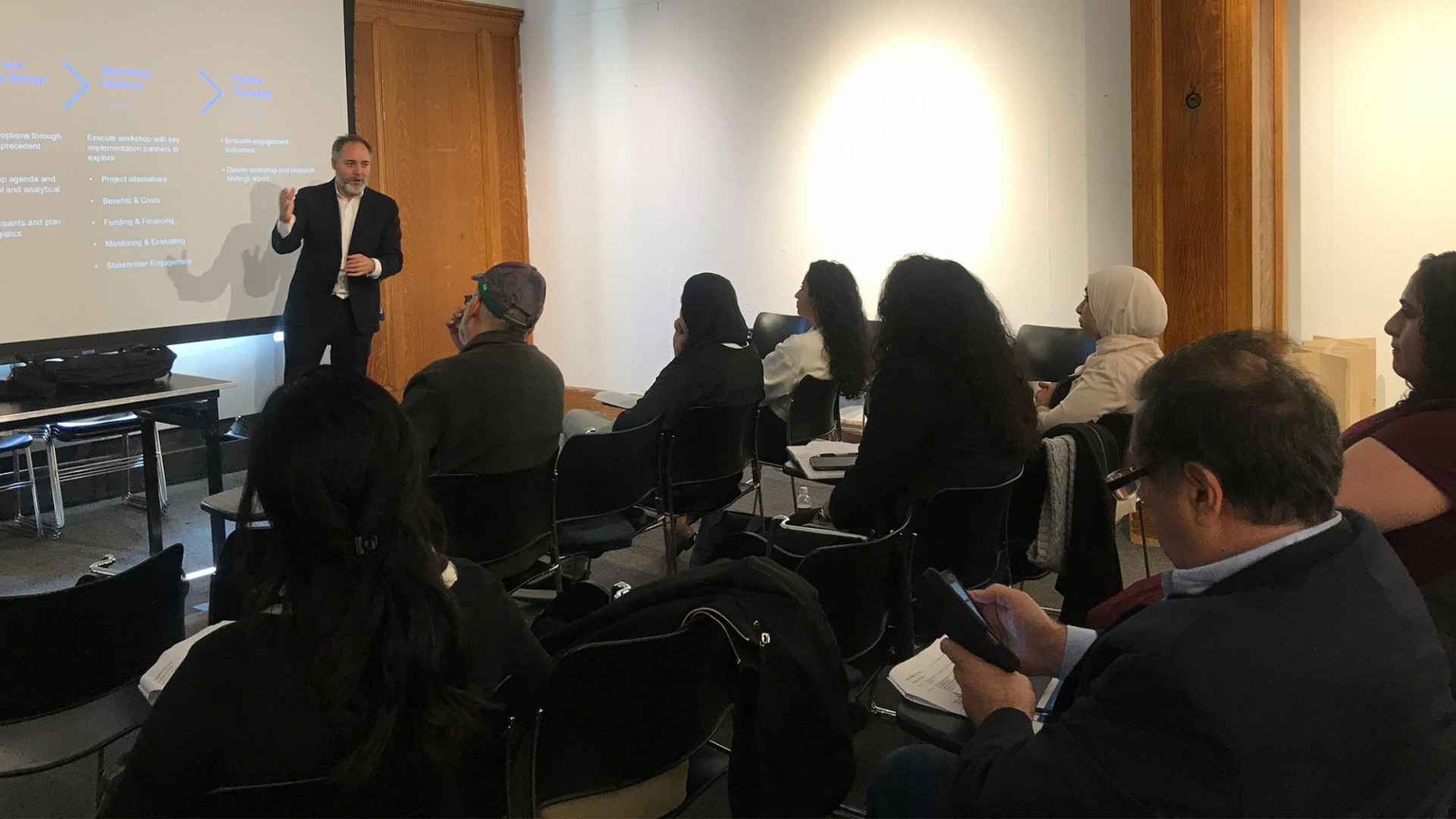 Thaddeus Pawlowski presenting to representatives from the U.S. Department of State (DOS) from various countries in the Middle East.