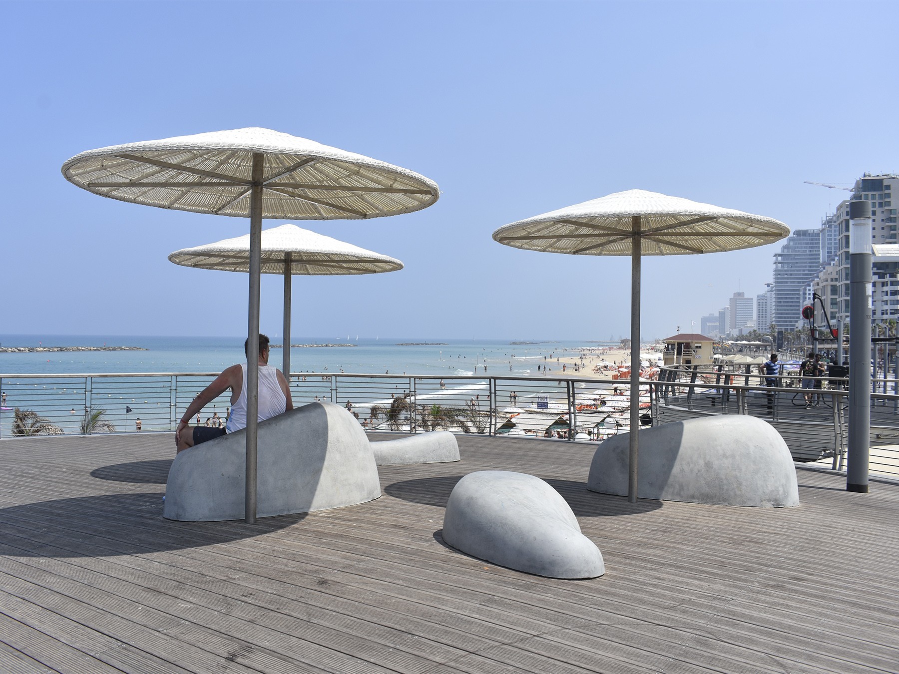 Coastal shading structures at Alma Beach